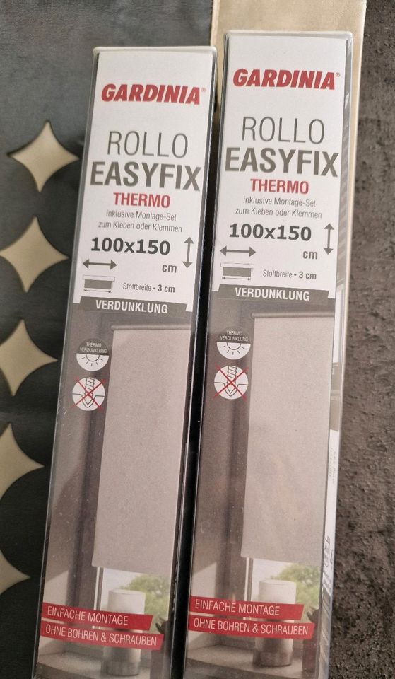 Neu 2x Thermo Rollo 100×150cm Verdunklung Fenster Easyfix Gardini in Neuwied