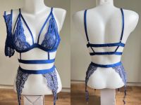 3er Dessous Set Größe XS/S blau Lingerie mit Spitze sexy Mitte - Wedding Vorschau