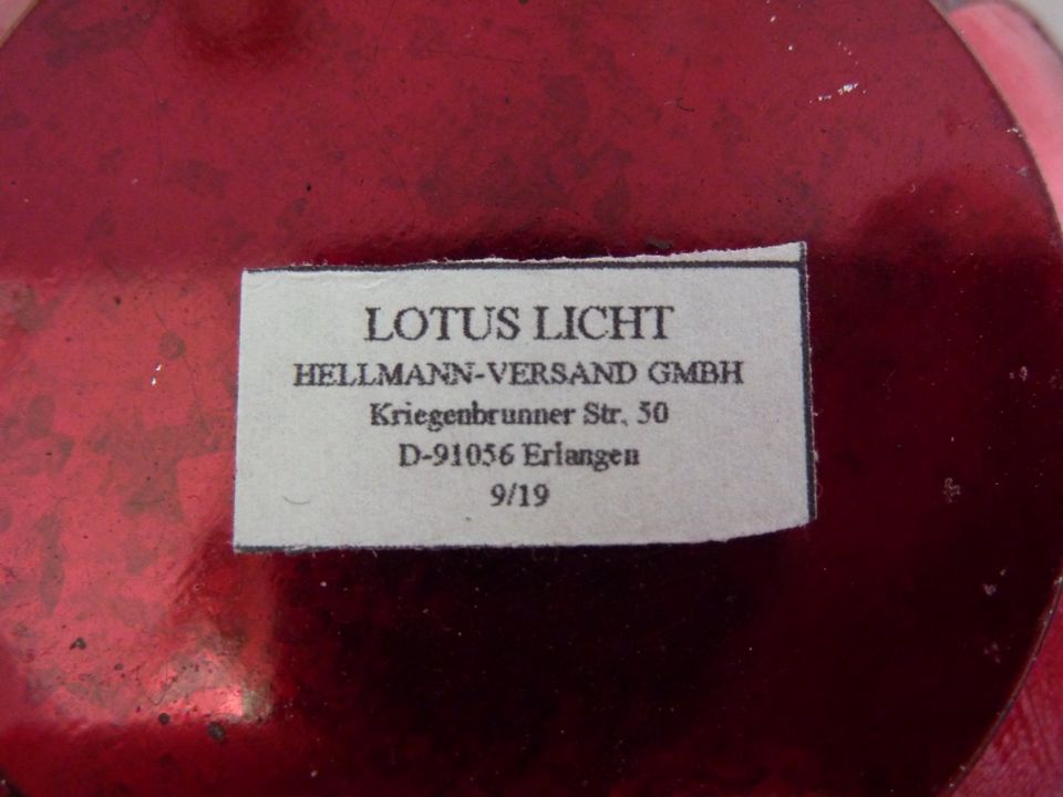 LOTUS LICHT- ROT - AUS DER CAPIZ-MUSCHEL- 4 TEELICHTE - NEU IN OV in Düsseldorf