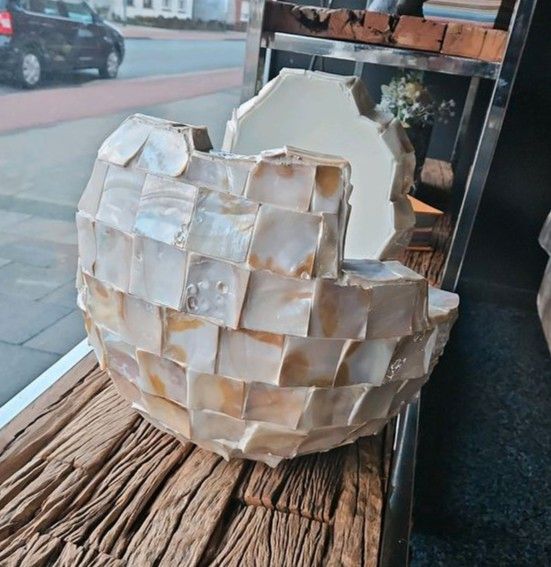 Designer Perlmuttvase Vase Rund Perlmutt Muschel Dekoration in Nordhorn