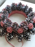 Handmade Weihnachtskranz Türkranz rosa glitzer Sachsen - Hainewalde Vorschau