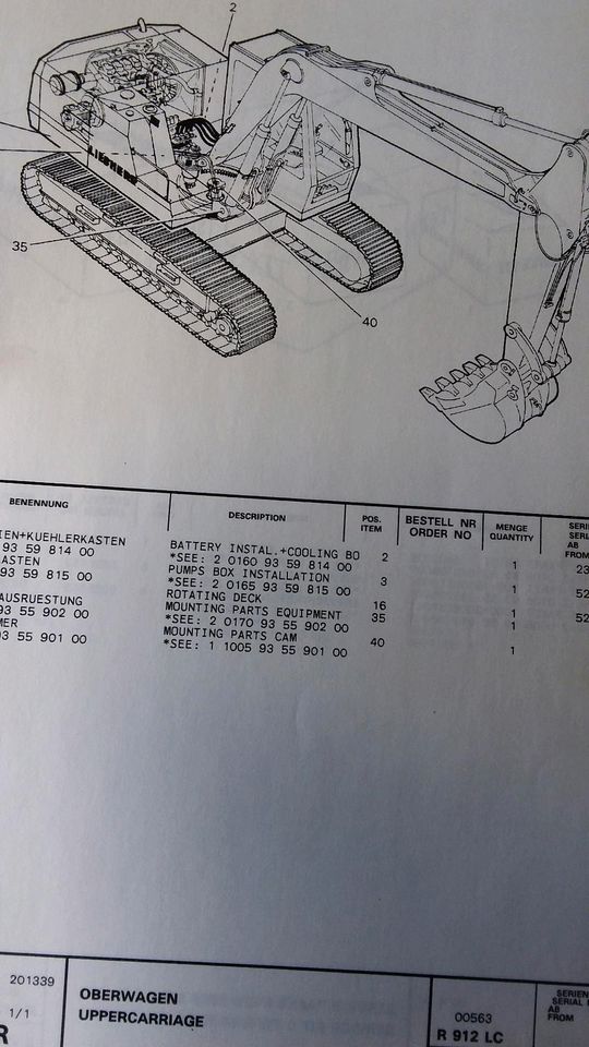 Liebherr Bagger R912 Litr. Ers.teilliste und Betriebsanleitung in Freising