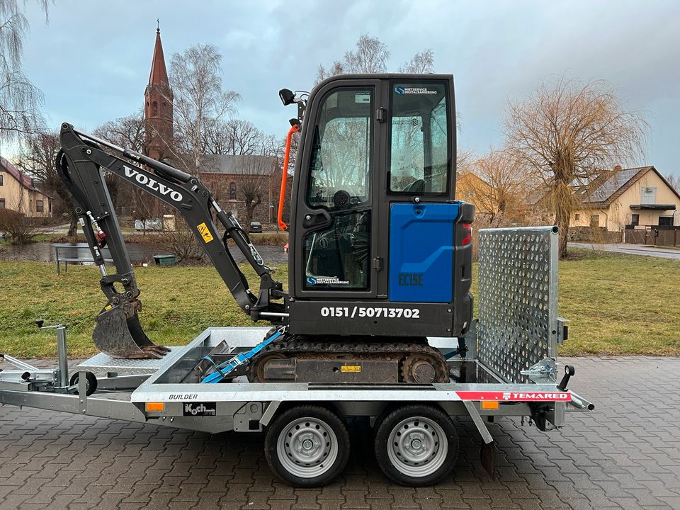 Minibagger zu VERMIETEN: Volvo EC15E 1.6 Tonnen in Groß Kreutz