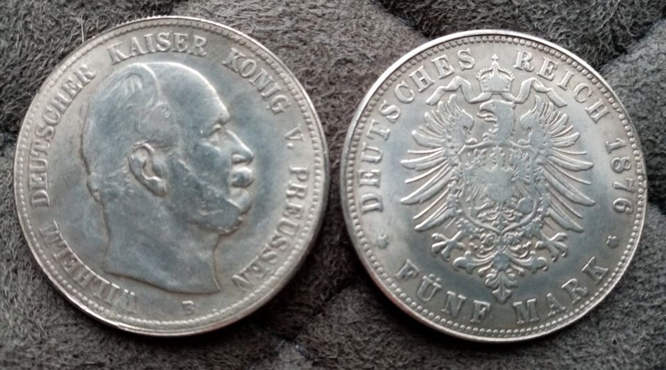 1 x 5 Deutsche Reichsmark 1876  B König von Preussen in Wuppertal