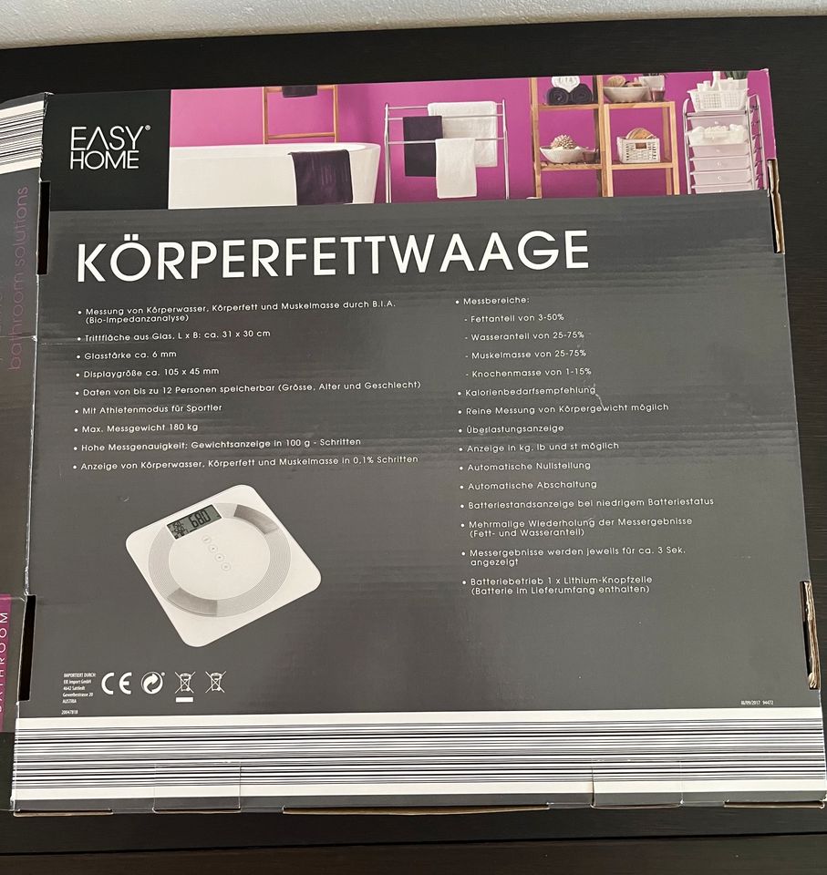 Körperfettwaage neu bis 180kg Körperfett Muskelmasse in Hodenhagen