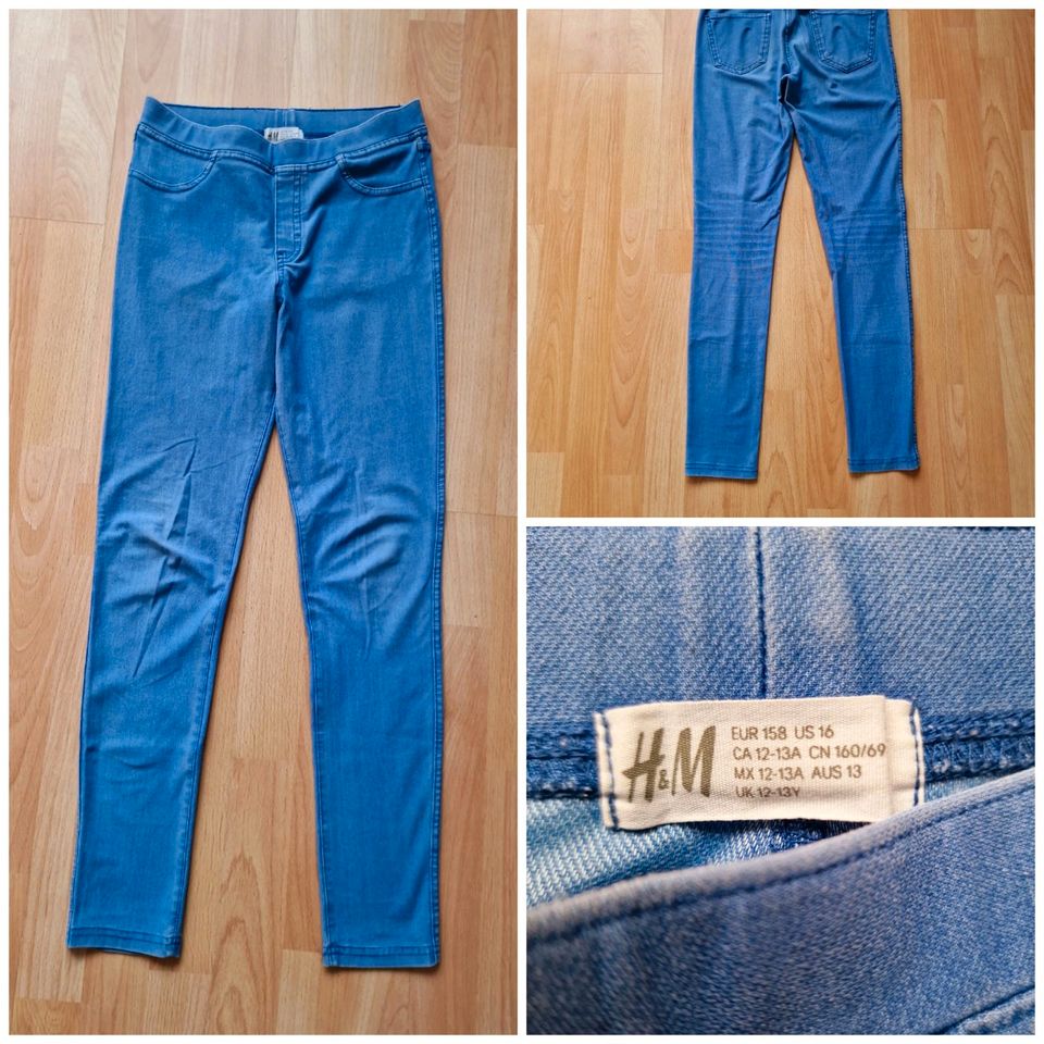 H&M bequeme Mädchen Jeans Leggings, Gr. 158, blau in Queis