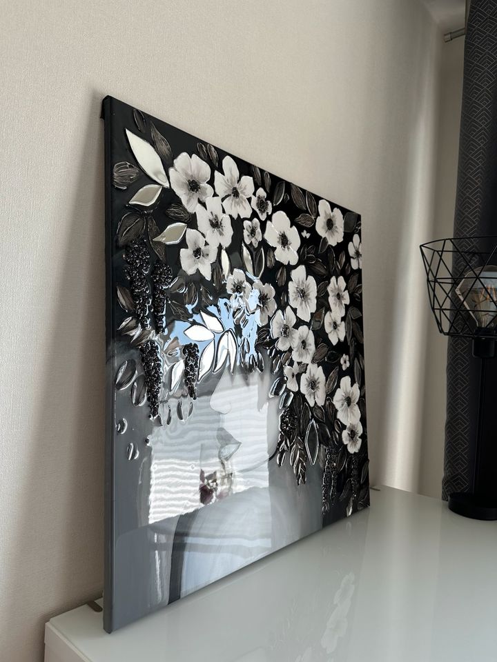 Acrylbild Struktur Gemälde Leinwand Bild modern schwarz weiß Art in Nordenham