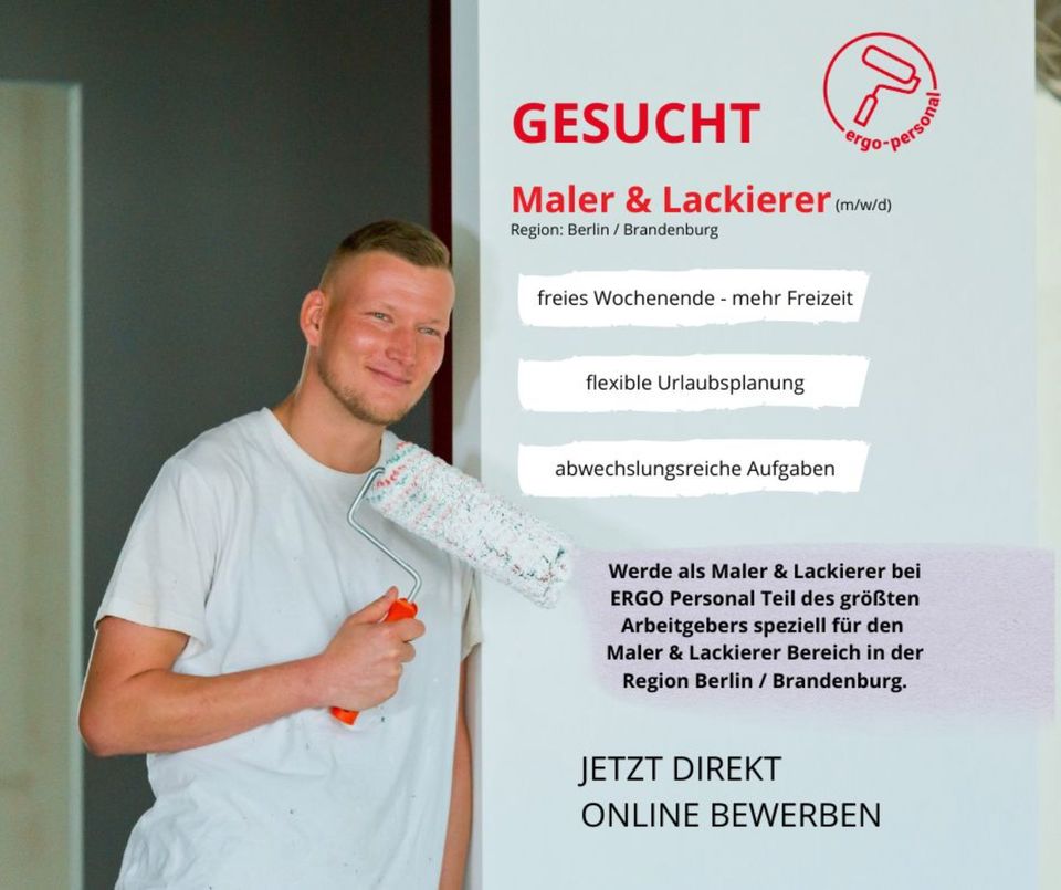 Maler & Lackierer - wir schätzen Dich bei ergopersonal! ✅ in Berlin