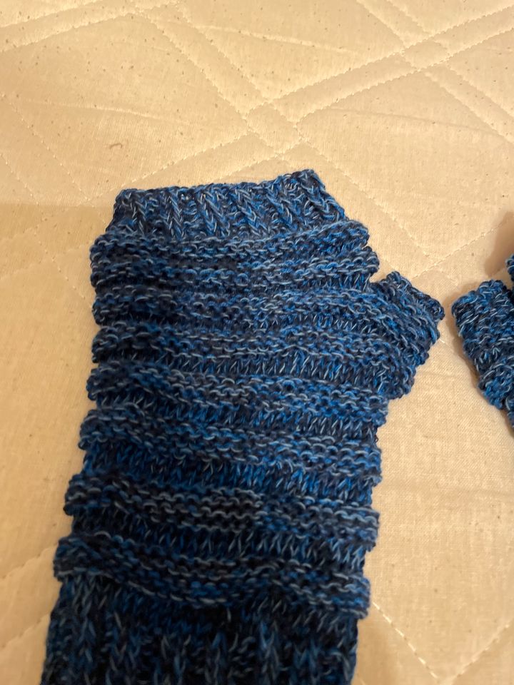 Handschuhe, offen, blau, gestrickt in Köln