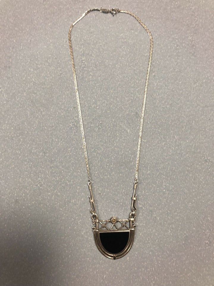 Art Deco Silber Kette mit Onyx in Erfurt