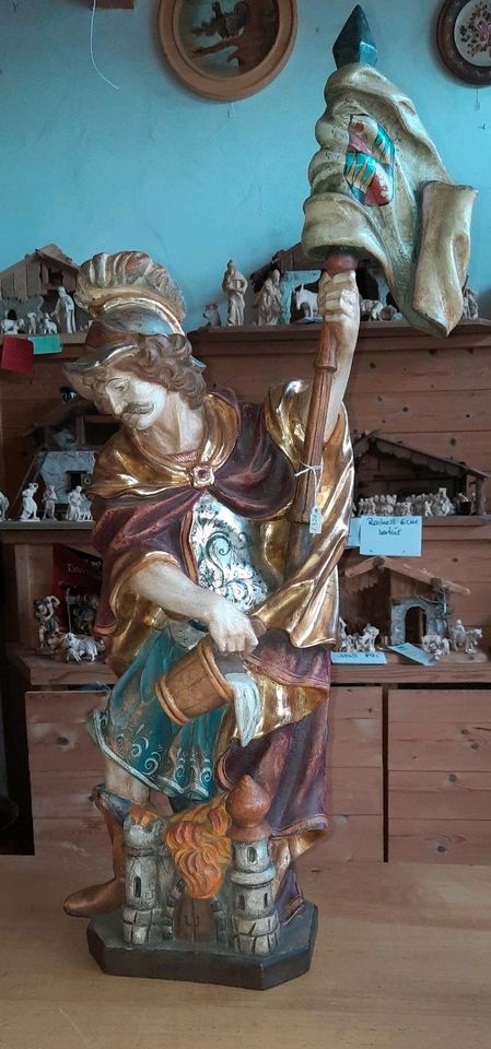 Hl. Florian Holzgeschnitzt Holzfigur Echtgold in Gachenbach