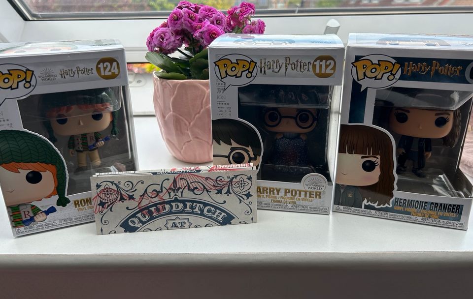 Harry Potter Funko Pop's Ron, Harry, Hermine + Quidditch Regeln in Rheinberg