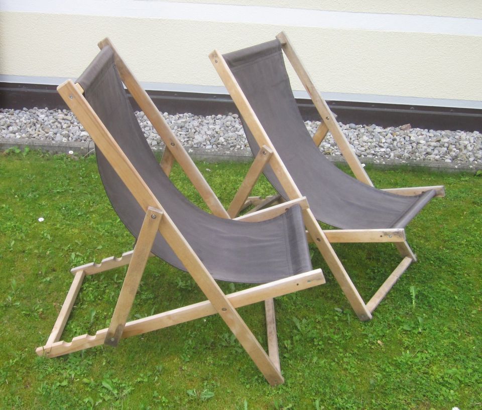 2x Liegestuhl, Holz, klappbar, Strandliegestuhl, Gartenliege in Fürstenfeldbruck