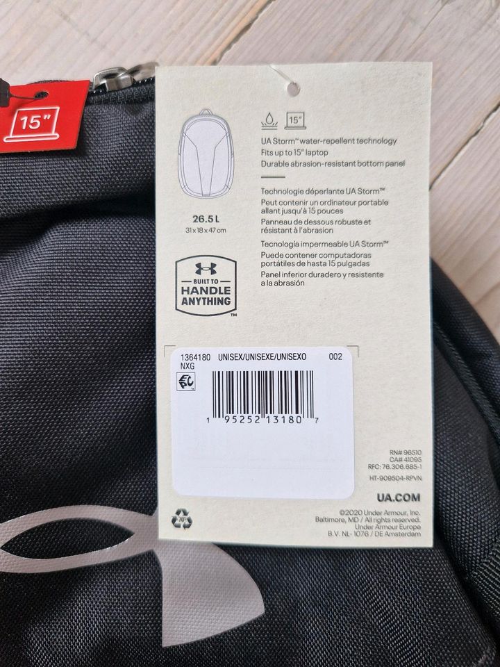 UNDER ARMOUR Rucksack NEU&OVP UA HUSTLE LIGHT Schwarz/Silber in Köln