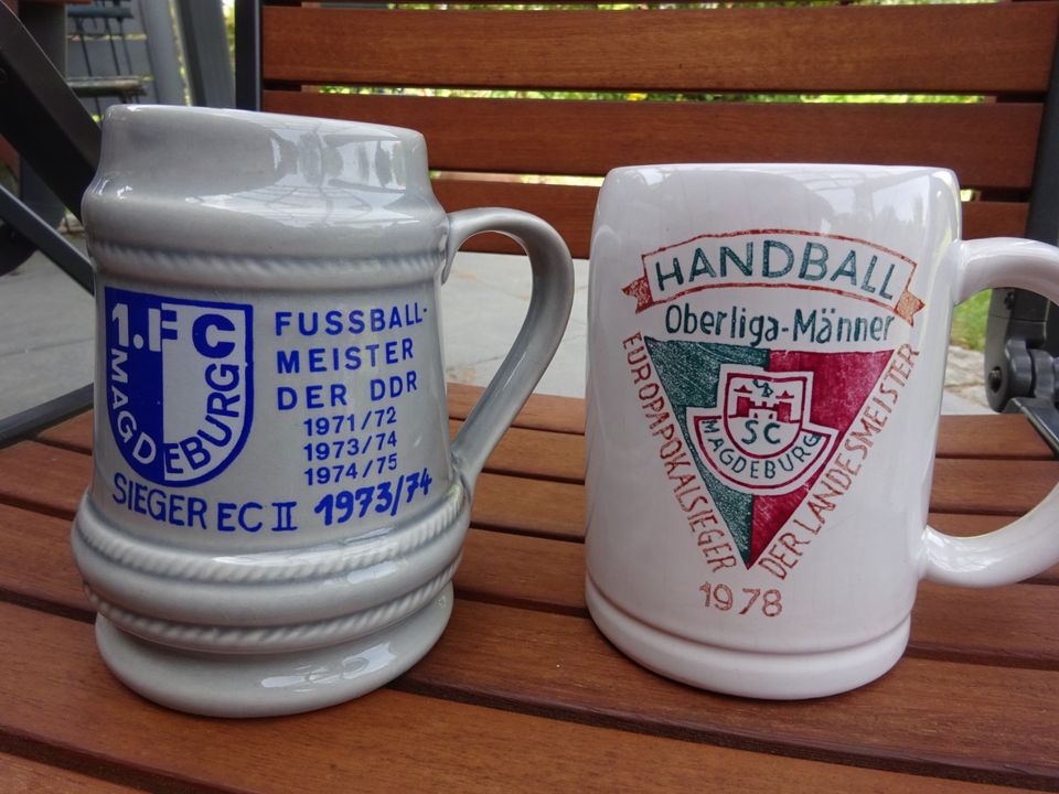 Bierkrug Magdeburg FCM 1973/74, SCM 1978 in Salzwedel