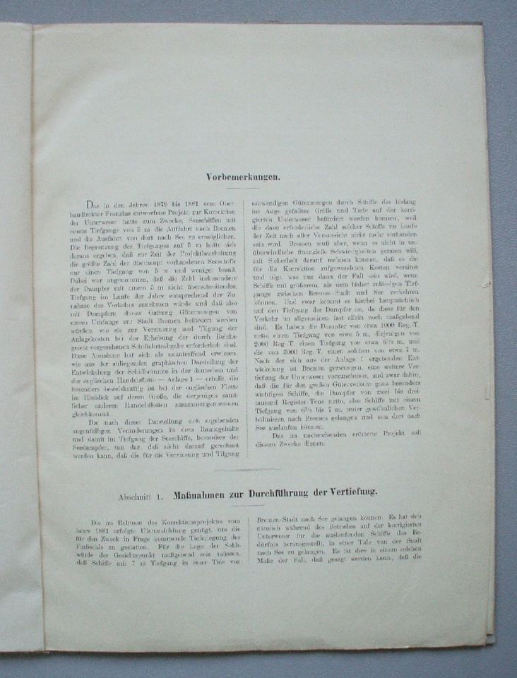 Bremen Bremerhaven Weser 1903 - Projekt Vertiefung  Unterweser 7m in Bremen