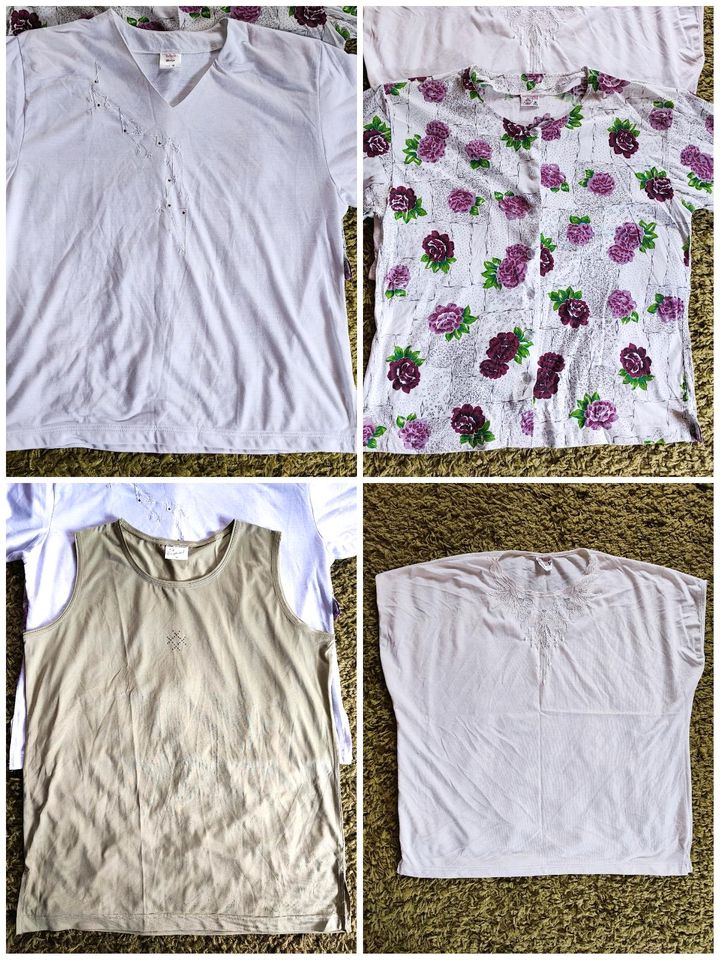 4 Sommershirt Blusen Oberteile weiss lila grün Blumen Gr. M in Altenburg