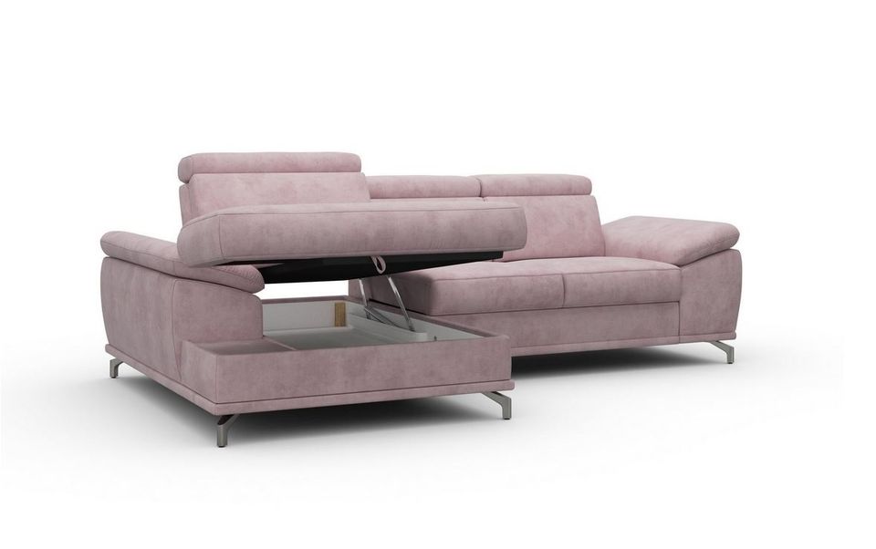 Ecksofa & Hocker 295cm Federkern Schlaffunktion Bettkasten Rose in Köln