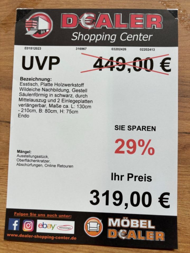 Esstisch / Tisch / Ausziehtisch statt 449€ in Zeitz