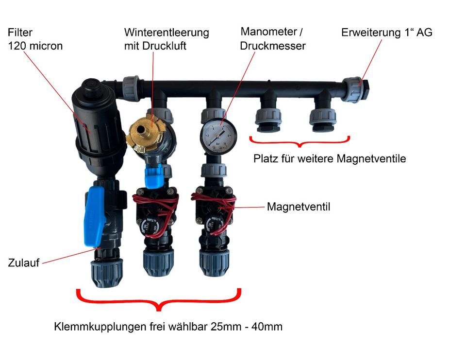 Kopfstation mit 2 Hunter Magnetventilen + vorgebohrte Jumbobox, mit oder ohne Wassersteckdose, Ventilbox, Wasserverteiler, Verteilerstation, automatische Bewässerung in Steinach b. Straubing