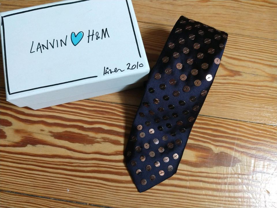 Krawatte Schlips blau kupfer Pailletten Seide Lanvin H&M in Hamburg