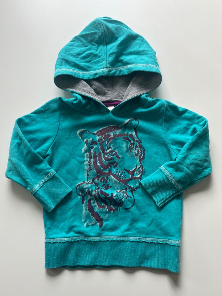 Esprit Hoodie / Kapuzenpullover türkis Tiger Mädchen Gr. 92 - 98 in Düsseldorf