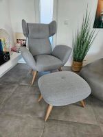 Skandinavischer Sessel / Ohrensessel mit Hocker, Farbe: grau Nordrhein-Westfalen - Lüdenscheid Vorschau