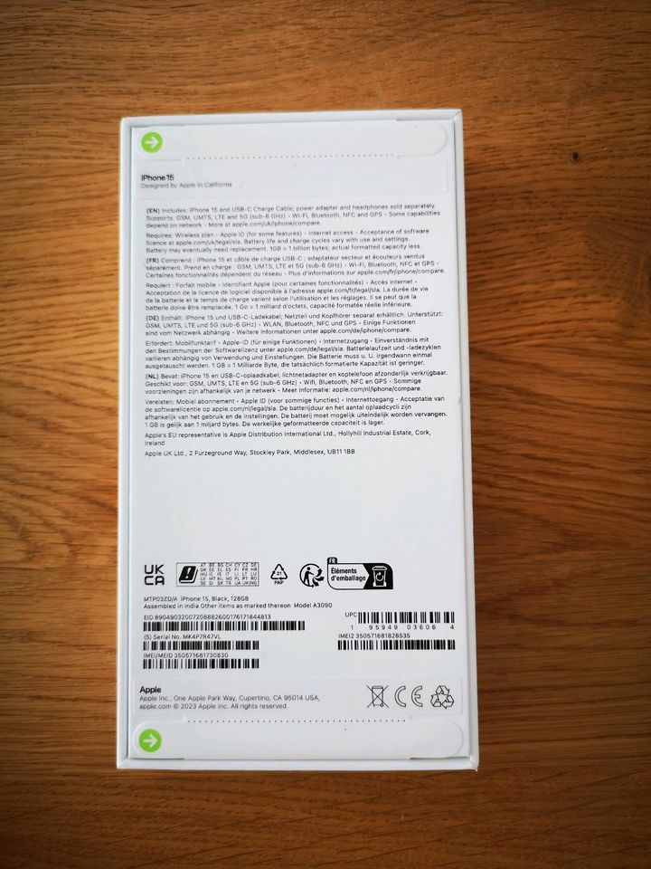 Apple I Phone 15 128 GB Neu Originalverpackt OVP mit Rechnung in Fellbach
