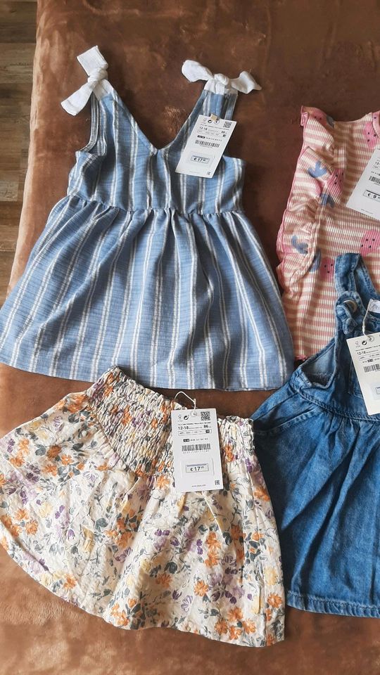 Neu Zara Set Kleidungspaket Mädchen Sommer Kleid Rock Bluse gr.86 in Schwaförden