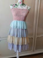 Gr S 36 Neu Chiffonkleid mit Stufen pastellfarben gesmocktes Bayern - Schwandorf Vorschau