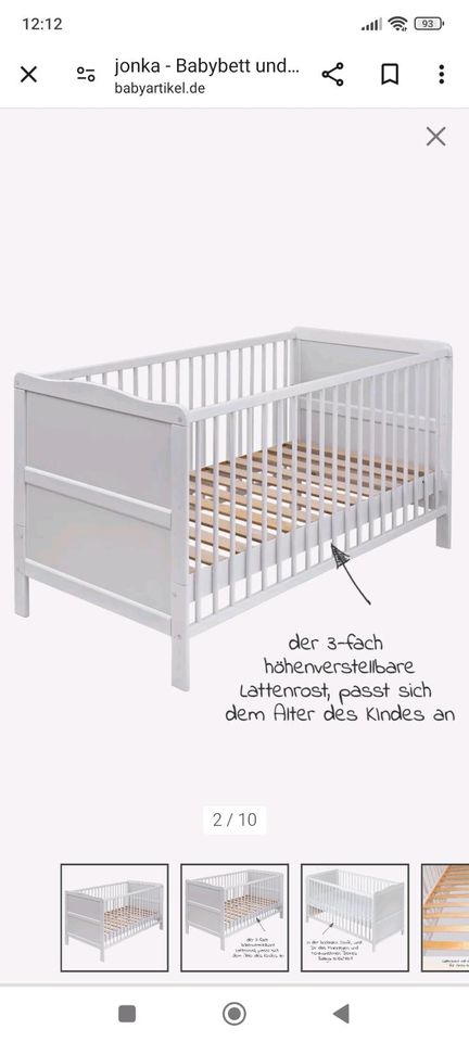 Jonka Babybett Kinderbett weiss mit Träumeland Matratze in Vellmar