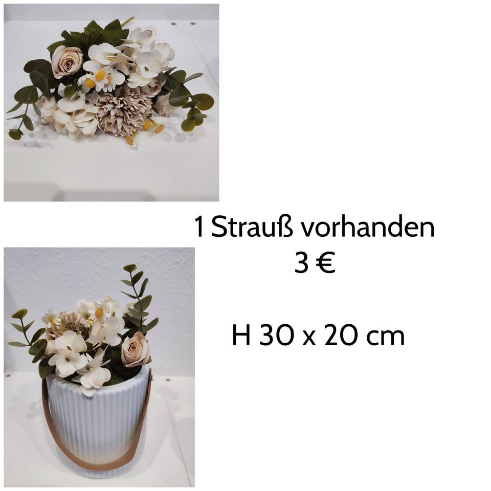 2 Blumenvasen Kunststoff und Blumensträuße in Battenberg