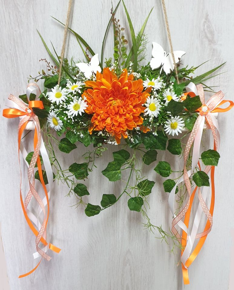 Türkranz Frühling Sommer, orange, bordeaux Blumen, 3 Varinten in Nordenham