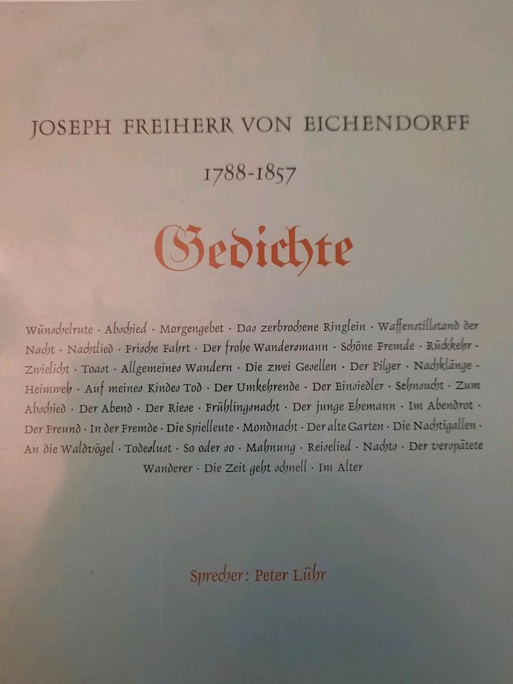 Eichendorff Gedichte auf LP gelesen von Peter Lühr in Ulm