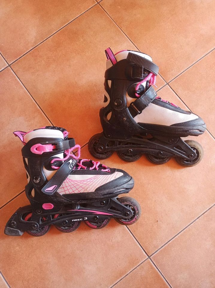 Inline Skates Inliner Rollschuhe Gr. 33-36 verstellbar weiß/schwa in Bad Neustadt a.d. Saale