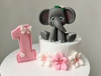 Fondant Tortendekoration Elefant Baby Zahl Blumen Wunschfarbe mgl Thüringen - Erfurt Vorschau