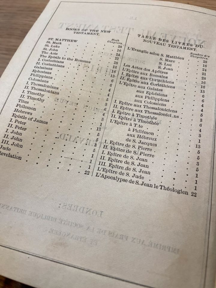 New Testament english and FRENCH neues Testament 2 sprachen 1804 in Minden