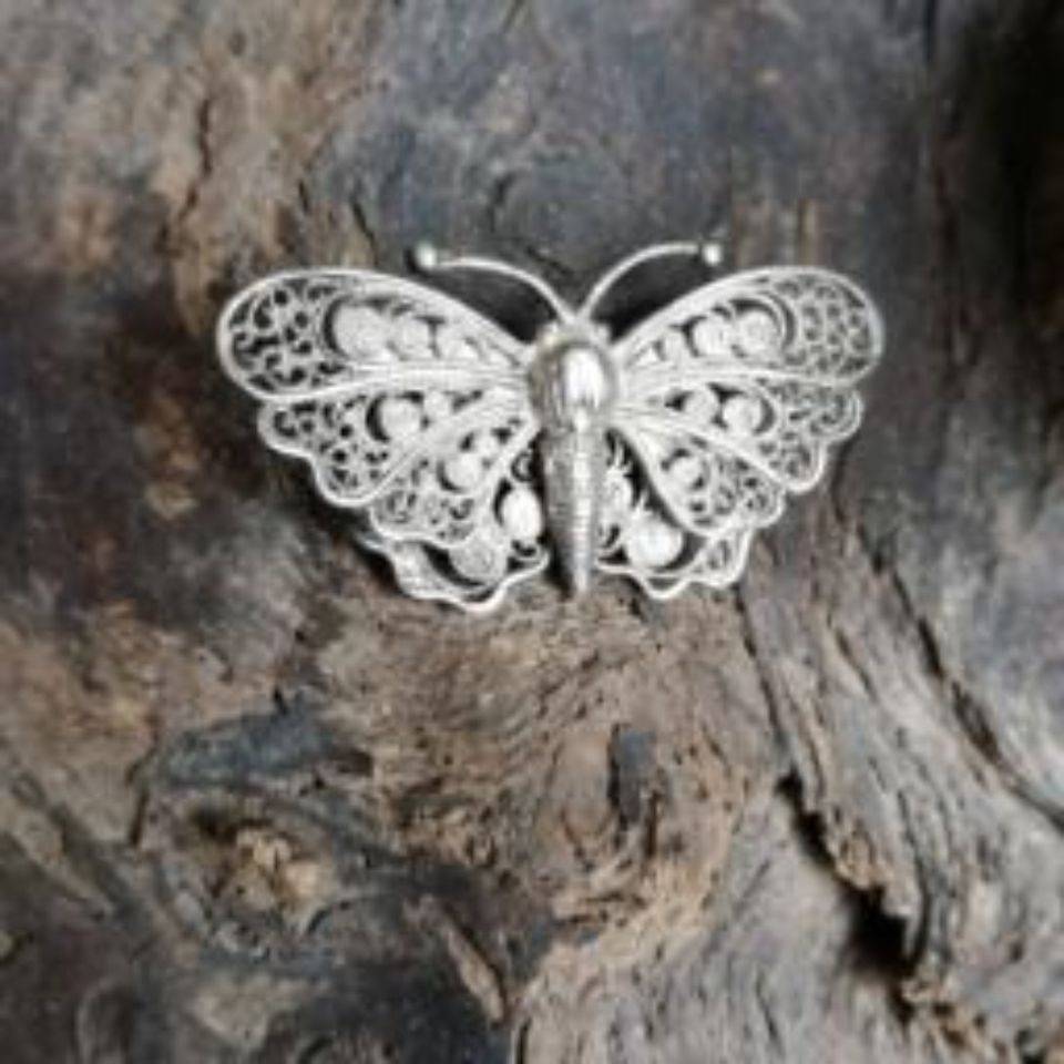 Jugendstil Brosche Schmetterling, Silber 835, um 1900 in Kamp-Lintfort