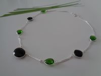 Edelstein Silber Kette mit Onyx und Peridot Sachsen-Anhalt - Wittenberg Vorschau