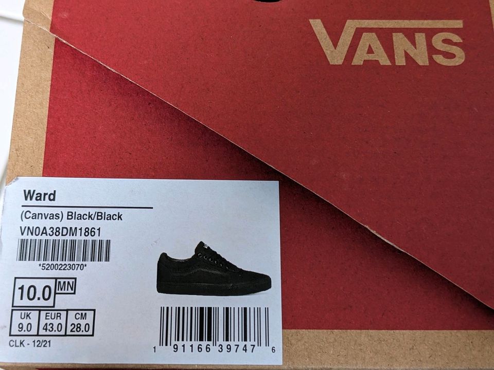 Neuwertige schwarze Vans Sneaker Schuhe Gr. 43 (10) in Kirchheimbolanden