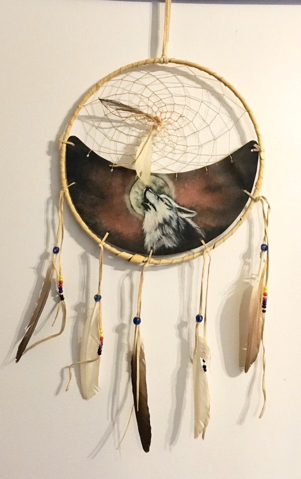 Dreamcatcher Traumfänger Wolf Lederbild  NEU OVP in Remmels