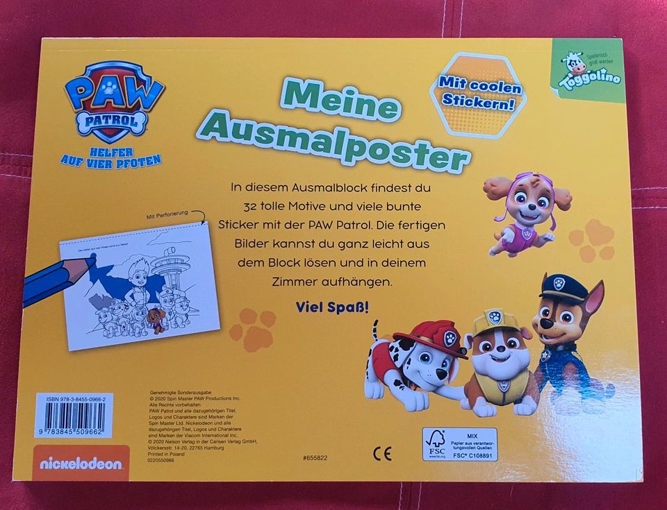 NEU! Malbuch, Ausmal-Poster von Paw Patrol mit Stickern in Helferskirchen