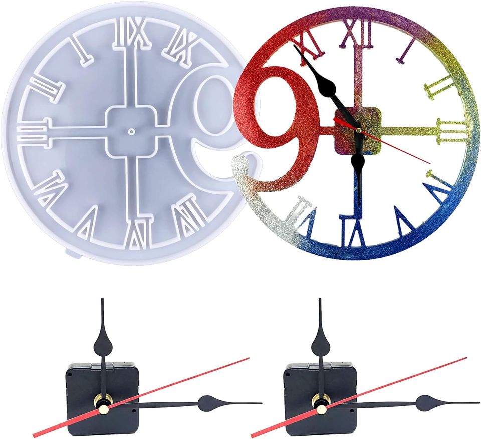 Silikonform Uhr mit arabischen Ziffern und 5 x Uhrwerk in Ulm
