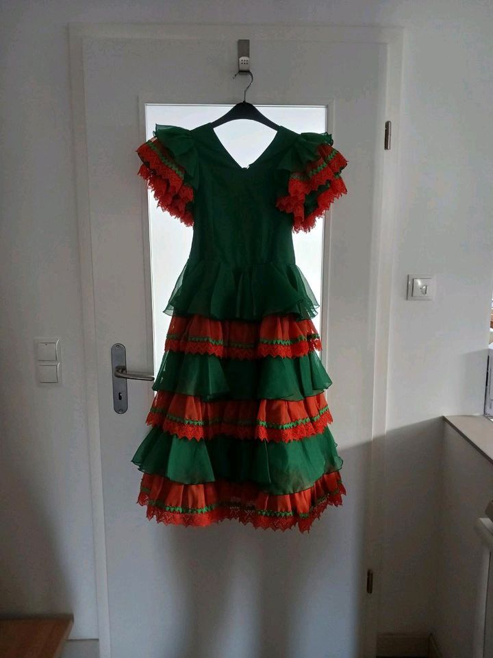 Flamencokleid Mariacruz/Sevilla für Mädchen, grün/orange in Worms