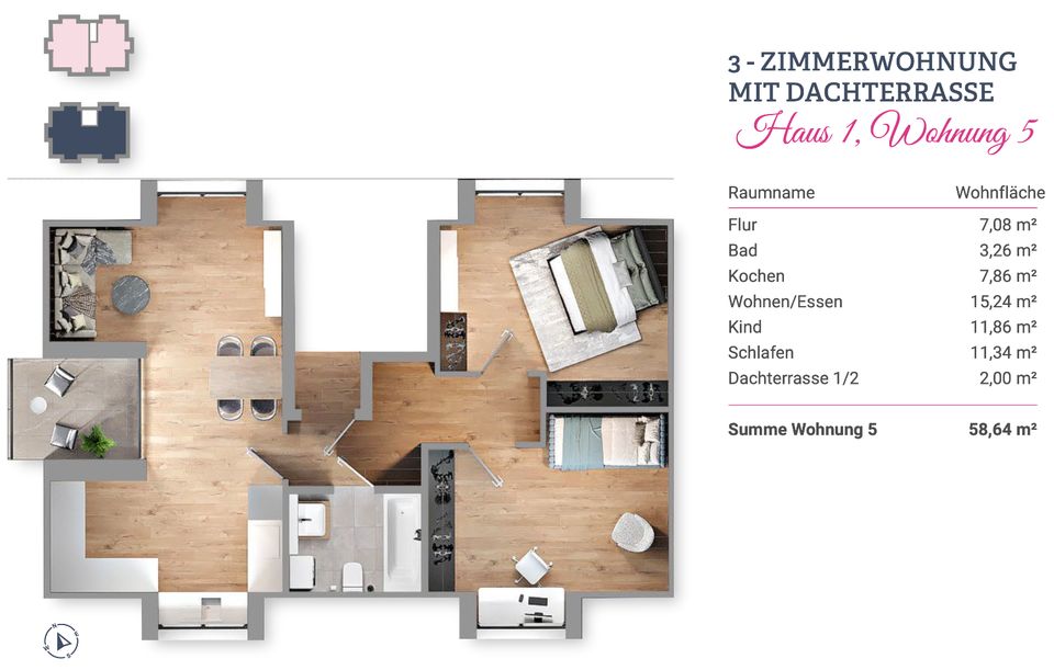 Luisa Living - Lichtdurchflutete Premium 3 Zimmerwohnung mit Dachterrasse in München