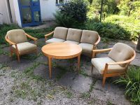 Sitzgarnitur: Sofa, zwei Sessel, Tisch - Mid Century, Kirschholz Baden-Württemberg - Schwaigern Vorschau