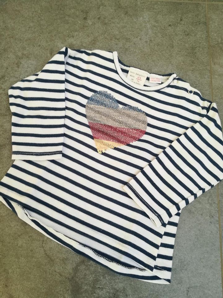 Zara Baby Oberteil mit Pailletten / Shirt / Ringelshirt, Gr. 74 in Pappenheim