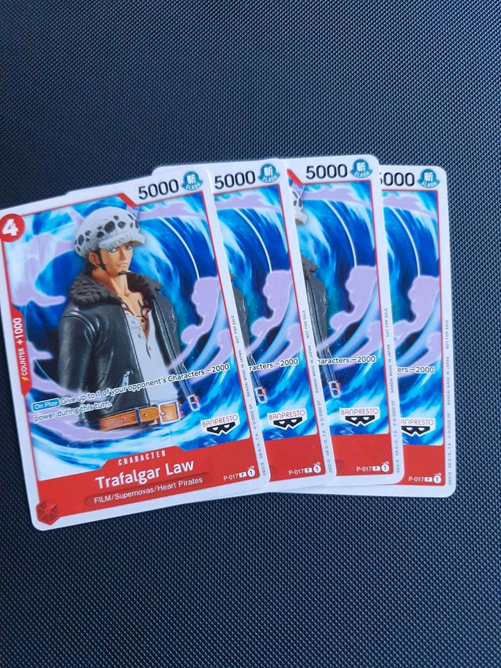 Onw piece tcg  luffy law wanted kid  sabo koby  izo king pudding in Dessau-Roßlau