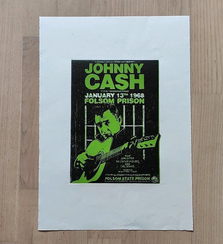 Johnny Cash Folsom Prison Linoldruck A3 verschiedeneFarben Plakat in Fellbach