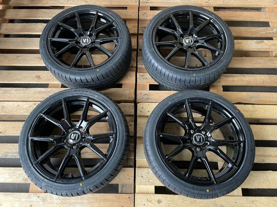 V1 Wheels V1 Kompletträder 225/35 19 Zoll Schwarz Allwetterreifen Ganzjahr für Audi A3 8V 8P GY S3 TT 8J 8S S Line Seat Altea Toledo Leon 1P 5F KL Cupra Skoda Octavia 1Z 5E NX RS 8,5x19 ET45 5x112 in Rodgau